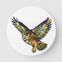 Flying Owl Abstract Colorful Brushstroke Art