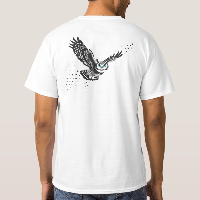Flying Owl – Minimal Ink Dotwork T-Shirt (Back)