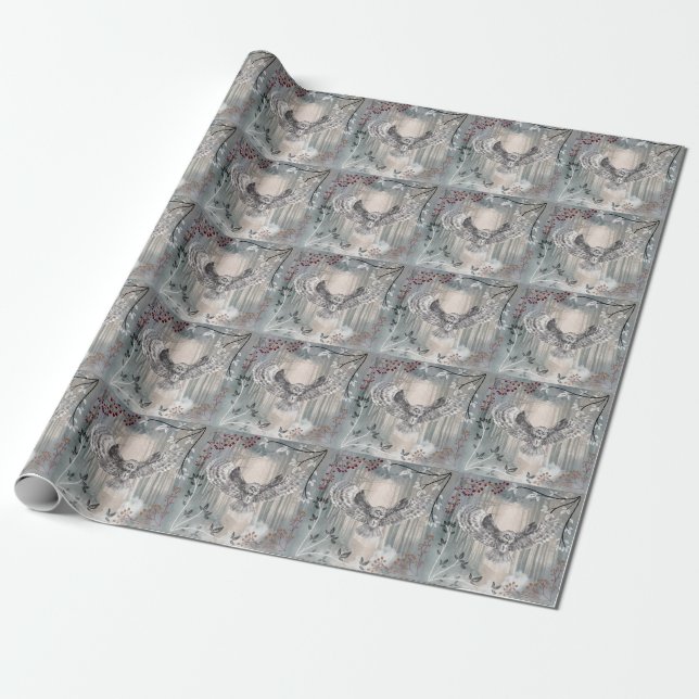Flying Owl Wrapping Paper (Unrolled)