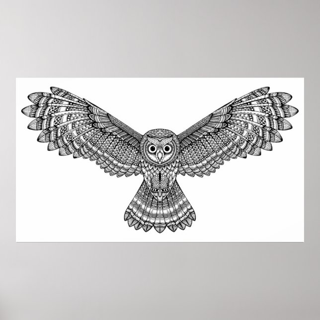 Flying Owl Zendoodle 2 Poster (Front)