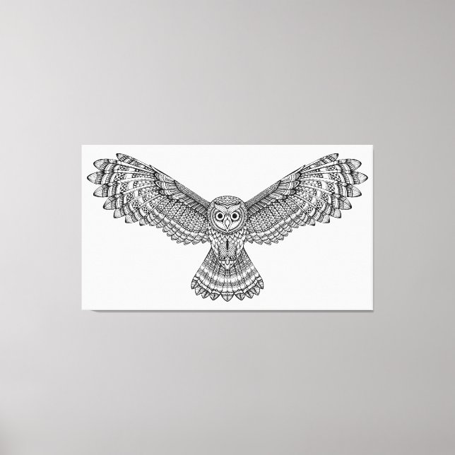 Flying Owl Zendoodle 6 Canvas Print (Front)