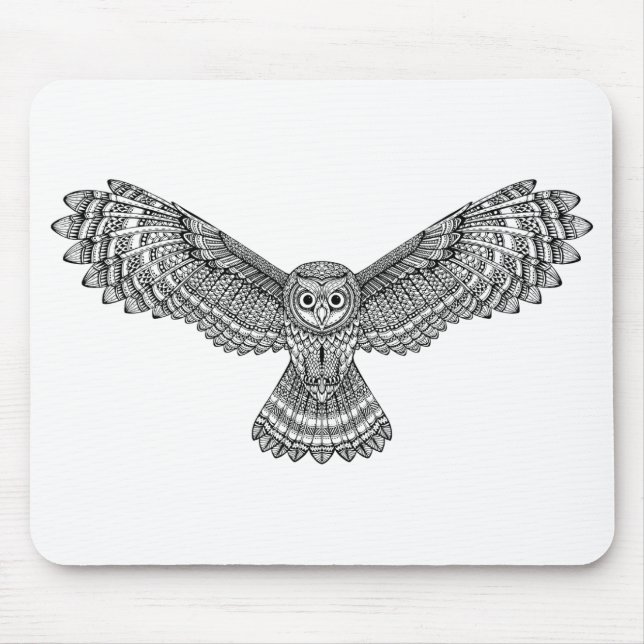 Flying Owl Zendoodle Mouse Mat (Front)