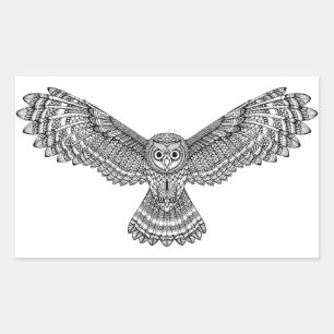 Flying Owl Zendoodle Rectangular Sticker