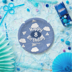 flying paper aeroplanes boy or girl birthday plate