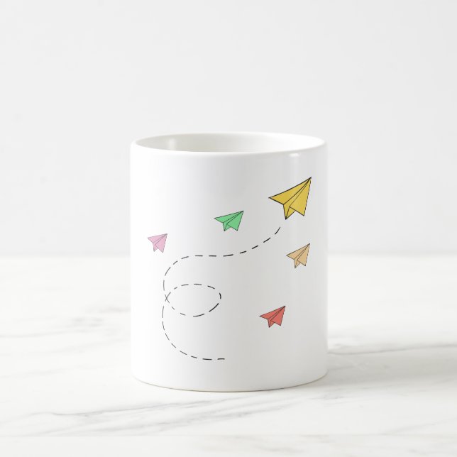 Flying paper planes coffee mug (Center)