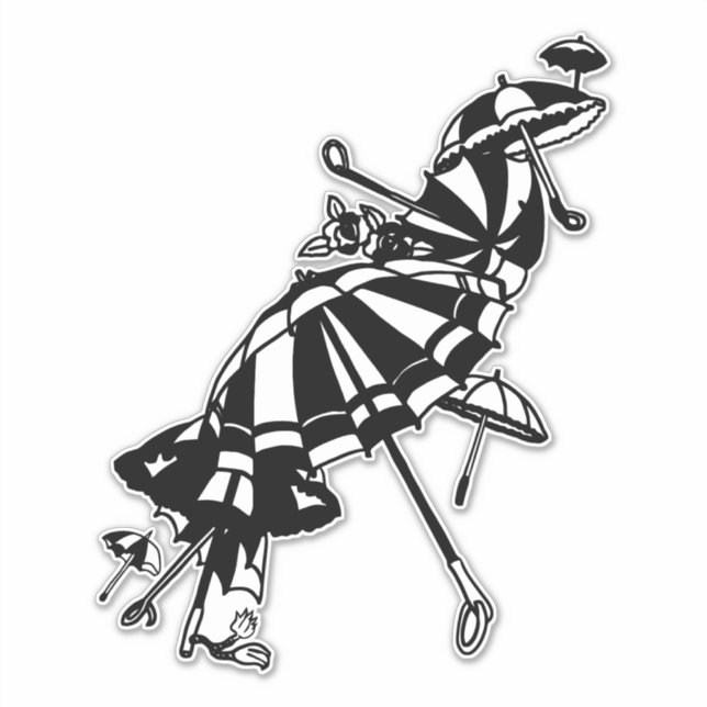 flying Parasols Umbrellas Ink art Illustration    (Front)