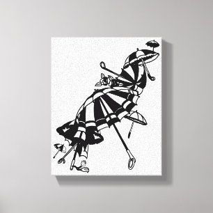 flying Parasols Umbrellas Ink art Illustration  Canvas Print
