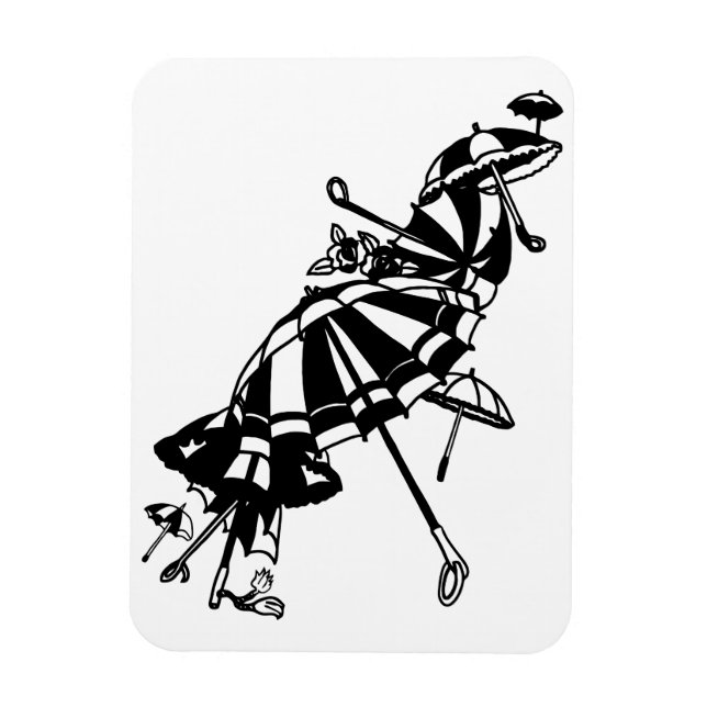 flying Parasols Umbrellas Ink art Illustration  Magnet (Vertical)