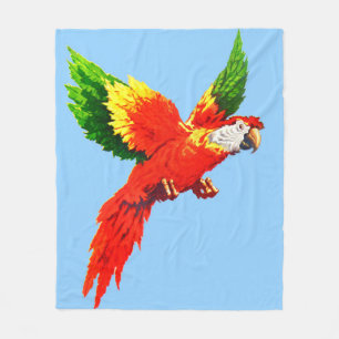 flying parrot fleece blanket