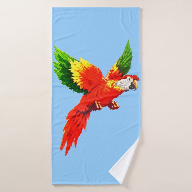 flying parrot print bath towel set (Bath Towel)