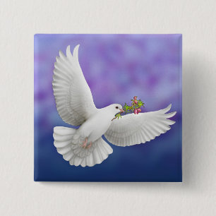 Flying Peace Dove 15 Cm Square Badge