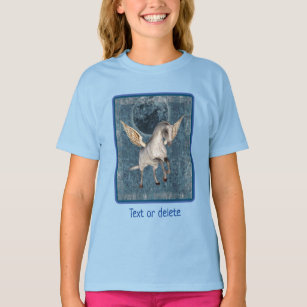 Flying Pegasus Blue Moon Fantasy Horse Art   T-Shirt