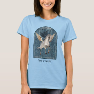 Flying Pegasus Blue Moon Fantasy Horse Art T-Shirt