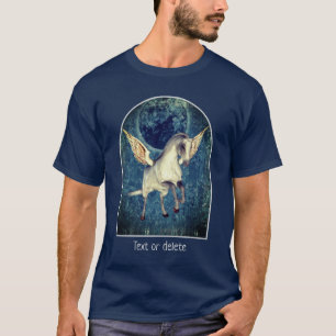 Flying Pegasus Blue Moon Fantasy Horse Art T-Shirt
