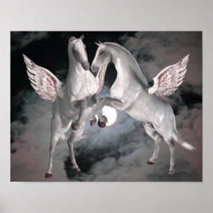 Flying Pegasus Fantasy Horse Art Poster