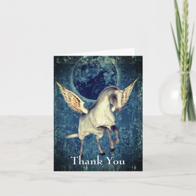 Flying Pegasus Horse Fantasy Thank You Card (Front)