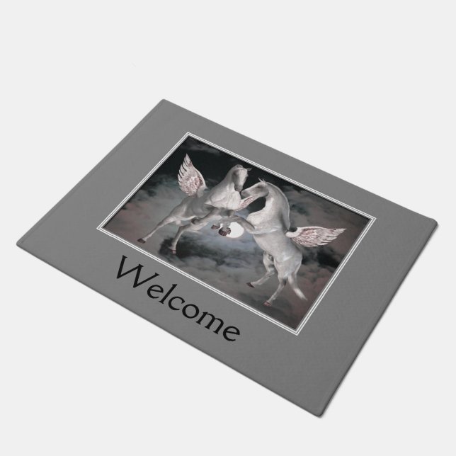 Flying Pegasus Horses Welcome Doormat (Angled)