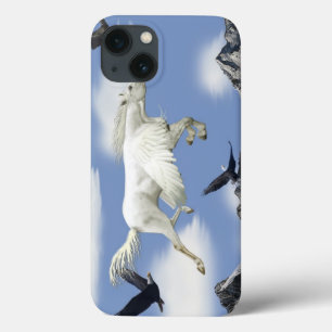 Flying Pegasus, Mountains and Eagles Fantasy Art iPhone 13 Case