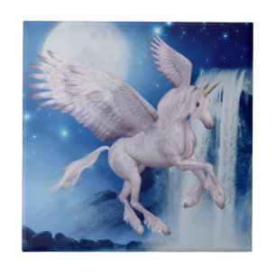 Flying Pegasus Unicorn Waterfall Tile