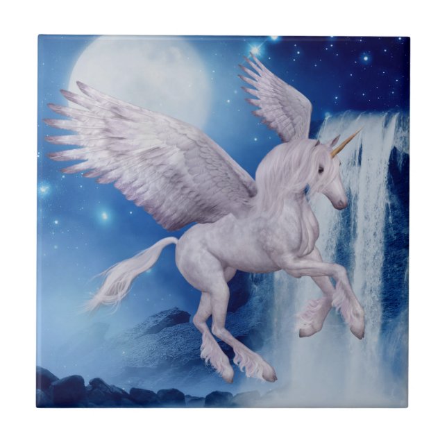 Flying Pegasus Unicorn Waterfall Tile (Front)