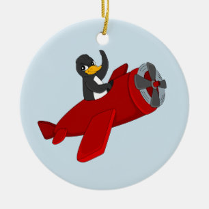 Flying penguin cartoon ceramic tree decoration