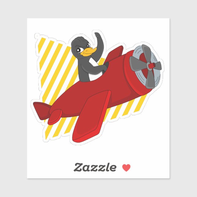 Flying penguin cartoon Custom-Cut Vinyl Sticker (Sheet)