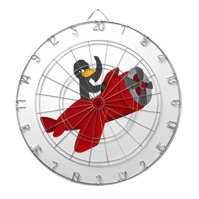 Flying penguin cartoon dart board (Front)