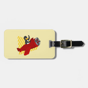 Flying penguin cartoon luggage tag