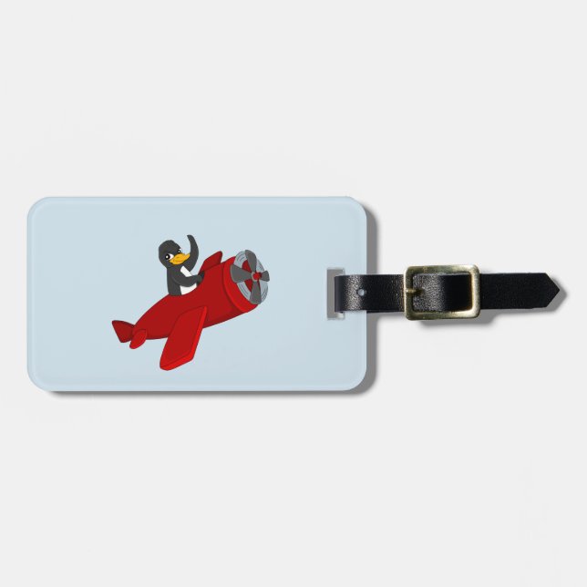 Flying penguin cartoon luggage tag (Front Horizontal)