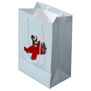 Flying penguin cartoon medium gift bag