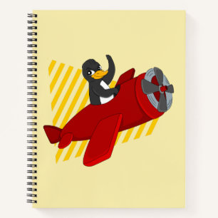 Flying penguin cartoon notebook