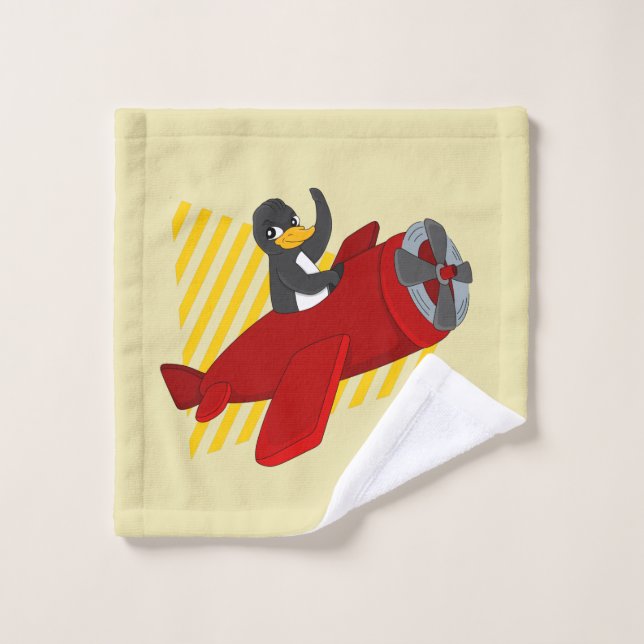 Flying penguin cartoon wash cloth (Wash Cloth)