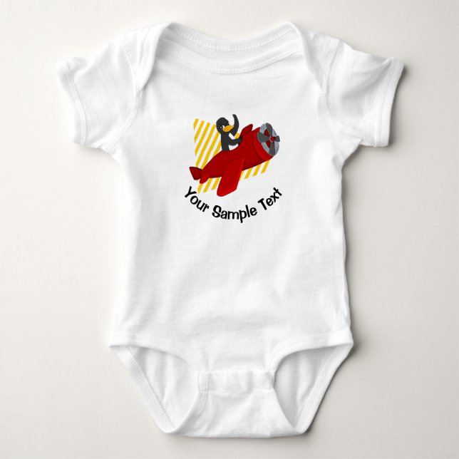 Flying penguin keychain baby bodysuit (Front)