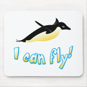 Flying penguin mouse mat
