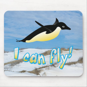 Flying penguin mouse mat