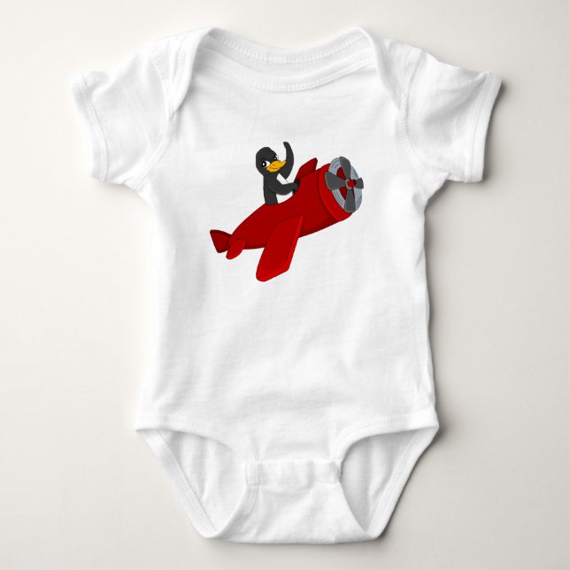 Flying penguing cartoon baby bodysuit (Front)