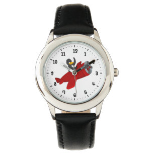 Flying penguing cartoon watch