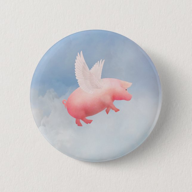 Flying Pig 6 Cm Round Badge (Front)