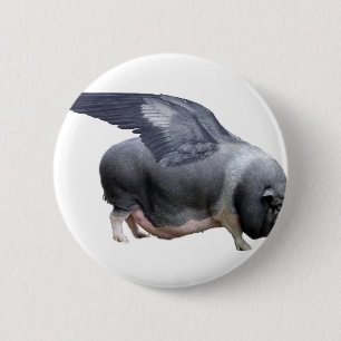 flying pig 6 cm round badge
