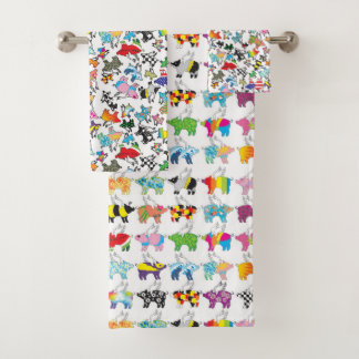 Flying pig bath towel set