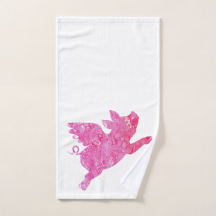 Flying Pig, Bathroom Decor, Pig, Bath Towel Set