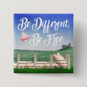 Flying Pig-Be Different 15 Cm Square Badge