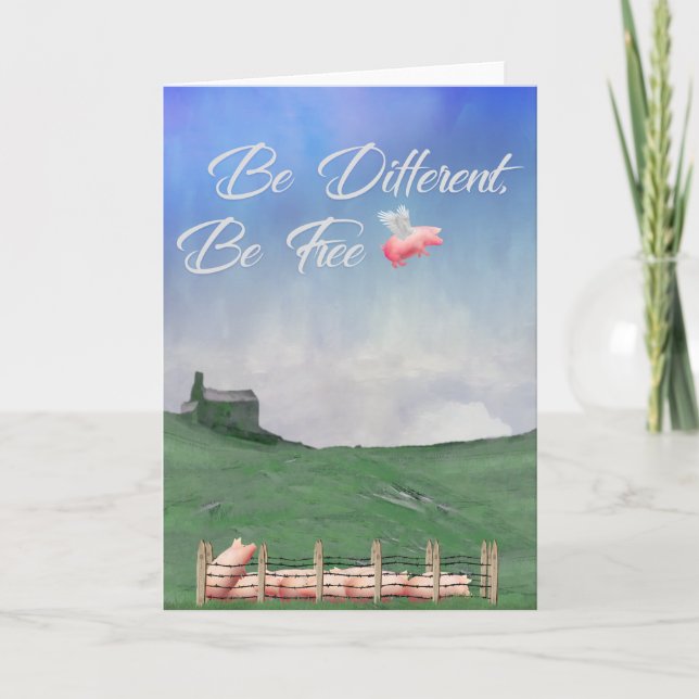 Flying Pig Be Different Card (Front)
