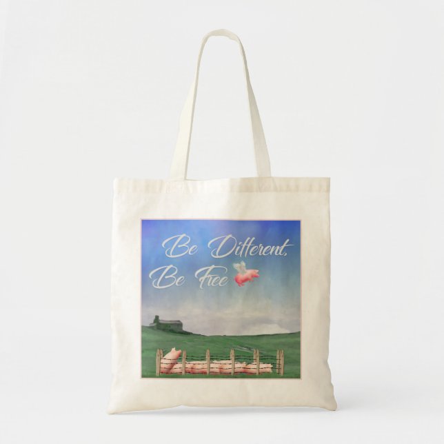 Flying Pig Be Different Tote Bag (Front)