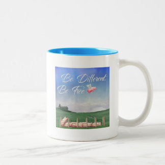 Flying Pig Be Different Two-Tone Coffee Mug