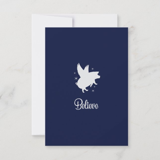 Flying Pig Believe Flat Note Card (Front)