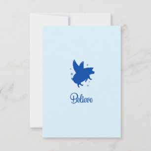 Flying Pig Believe Flat Note Card