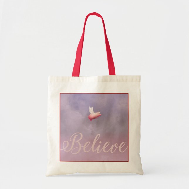 Flying Pig-Believe Tote Bag (Front)