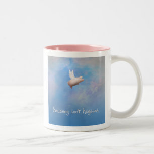 Flying Pig-Believing Isn't Hogwash Two-Tone Coffee Mug