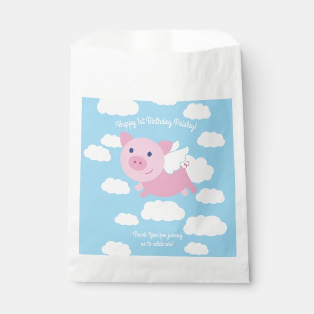 Flying Pig Birthday Party Favour Bags (Front)
